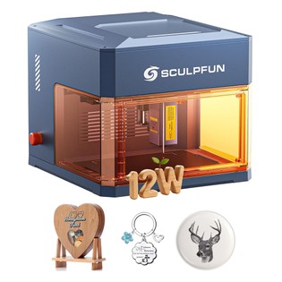 SCULPFUN iCube Ultra 12W-os lézergravírozó, 1. osztályú, zárt kialakítás, autofókusz, 0,08 mm-es lézerpont, 150×150 mm-es gravírozási terület, beépített füstszűrő, nagy sebességű precíziós munkavégzés fa/bőr/bambusz anyagokhoz