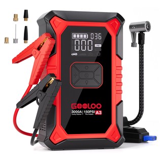 Coupon Geekbuying GOOLOO A3 3000A 12V Car Jump Starter with 150PSI Tire Inflator, 35L/Min Air Flow, Power Bank & LED Display, For 9L Gas and 6.5L Diesel Vehicles