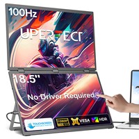 UPERFECT Delta Max Touch Dual Screen Portable Monitor, 18.5 inch 1920*1080 100Hz IPS Touchscreen, 178° Viewing Angle, Built-in Speakers, 2*Full-Featured Type-C, 1*USB, 1*mini HDMI - US Plug