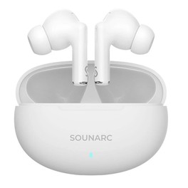 SOUNARC Q1 Écouteurs Sans Fil Véritables, Portée de Transmission 15 m / 49 ft, 28 Heures d’Autonomie, Assistant Vocal, Appairage Automatique – Blanc