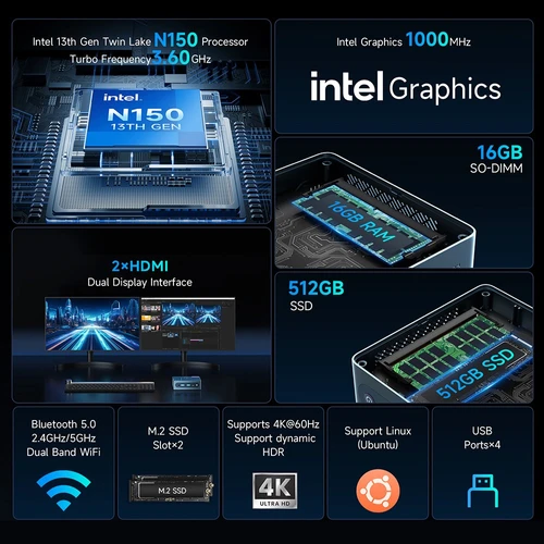 BMAX B4 Ultra Mini-PC N150 16GB 512GB