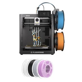 Flashforge AD5X Imprimante 3D + 4kg Mecpow Filament PLA+ haute vitesse – Blanc/Lilas/Gris/Noir