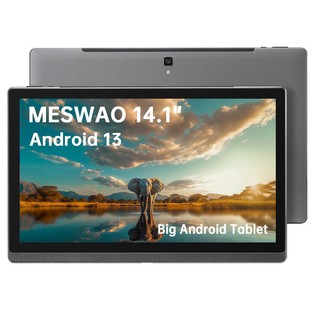 Coupon Geekbuying MESWAO B1 Tablet, 14.1 inch 1920*1080 IPS Screen, MTK6769 8 Cores, 6GB RAM 128GB ROM, Android 13, WiFi 5 Bluetooth 5.2, 13MP+5MP Camera, 10000mAh Battery, 4*Speakers - EU Plug, Grey