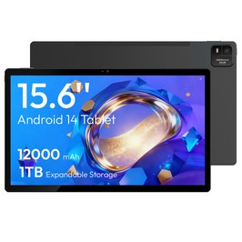 MESWAO B3 Pro Tablet, 15,6 Zoll 1920*1080 IPS Bildschirm, MTK Helio G99 8 Kerne, 8GB RAM 256GB ROM, Android 14, WiFi 5 Bluetooth 5.0, 12000mAh Akku, 32MP+5MP Kamera, 4* Lautsprecher - EU Stecker, Schwarz