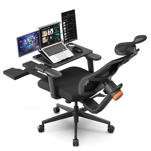 NEWTRAL MagicH-BP ergonomisk stol med fotstöd svart