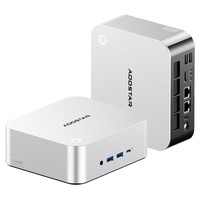 AOOSTAR MACO Mini PC Barebone (RAM és SSD nélkül), AMD Ryzen 7 H255 8 mag, max. 4,9 GHz, 2*USB4 + HDMI + DP négyképernyős kijelző, WiFi 6, 2*USB3.2, 1*USB3.0, 1*USB2.0, 2*2.5G LAN, 1*OCuLink, ujjlenyomat-olvasós feloldás - EU csatlakozó