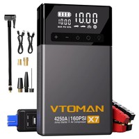 VTOMAN X7 autóindító légkompresszorral, 4250A csúcs, 12V-os járművekhez 10L benzinnel és 10L dízellel, 160 PSI gumiabroncs-felfújó, 5.1"-os intelligens kijelző, 88.8Wh akkumulátor