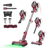 Vactidy Blitz C8 vezetékes porszívó, 600 W-os turbómotor, 60000 Pa szívóerő, 1,7 kg könnyű súly, 1,5 literes porzsák, V alakú kefe, LED fényszórók, 7 m-es kábel