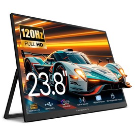 MESWAO S238 23.8 inch Portable Monitor, 1080P FHD IPS Screen, 120Hz Refresh Rate, 100% sRGB, 178° Wide Viewing Angle, Built-in Dual Speaker, 180° Adjustable Mount, 100x100mm VESA Mount, 2*Type-C, 1*HDMI, 1*Audio - US Plug