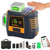 CIGMAN CM-S05 12 vonalas lézeres szintező, gesztusvezérlés, 3 × 360° zöld lézer, ±3° önszintezés, LCD valós idejű kijelző, 4 szintű fényerő, IP54