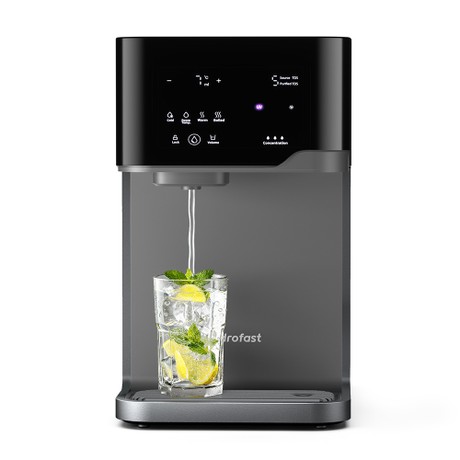 Hydrofast C300 RO Countertop Water Purifier, Iced & Sparkling Water Dispenser, 6-Stage Filtration with UV Sterilization, 5L Raw Tank & 1.5L Pure Tank, Adjustable Temperature & Volume, Smart TDS Display
