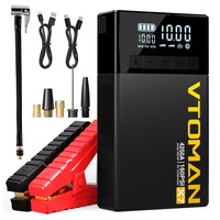 VTOMAN X7 autóindító légkompresszorral, 4250A csúcs, 12V-os járművekhez 10L benzinnel és 10L dízellel, 160 PSI gumiabroncs-felfújó, 5.1"-os intelligens kijelző, 88.8Wh akkumulátor