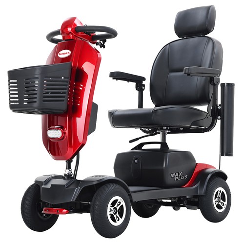 Sweetrich Max Plus Mobilitetsscooter, 300W motor, 24V 20Ah batteri, 9-tums däck, 6 km/h maxhastighet, 25 km räckvidd - Röd