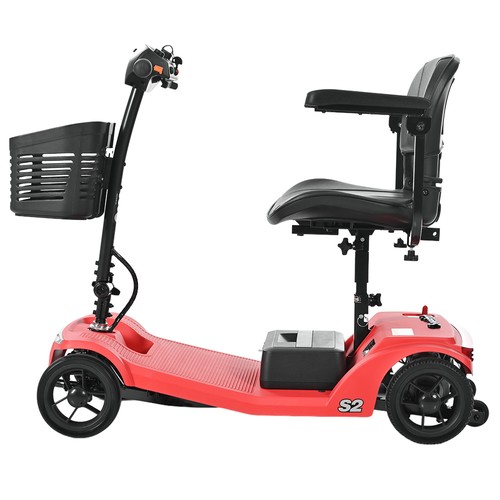 Sweetrich S2 Mobilitetsscooter, 250W motor, 24V 12Ah batteri, 6 km/h maxhastighet, 15 km räckvidd - Röd