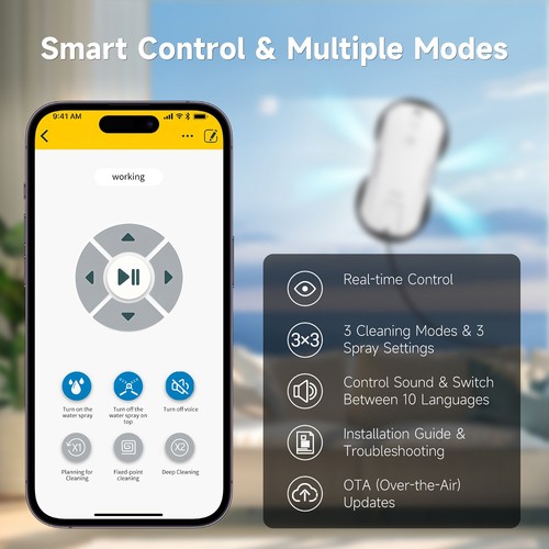 FMART T11 fönsterputsningsrobot med 10 våtservetter