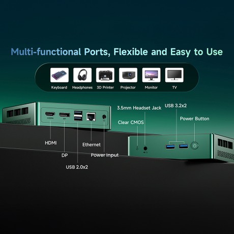 BMAX B6 Turbo Mini PC, Intel Core i5-8257U 4 Cores Up to 3.9GHz, 16GB DDR4 RAM 512GB SSD, HDMI + DP Dual 4K Display, 4×USB, RJ45 LAN, 3.5mm Audio Jack, WiFi 6, Bluetooth 5.2