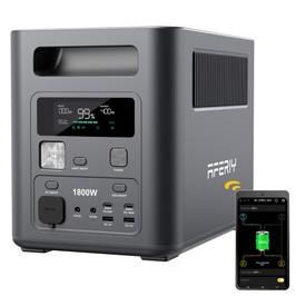 AFERIY Nomad1800 P180 Station d'alimentation Portable, Batterie LiFePO4 1024Wh, 1800W AC sinusoïdal pur, UPS <10ms, 9 sorties avec USB-C PD 140W, Charge rapide à double entrée