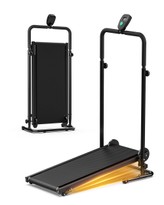 Akluer RJ401 Tapis de course non motorisé avec inclinaison de 5%, 3 niveaux de vitesse, zone de course de 92x39cm, charge maximale de 150kg, bande antidérapante à 6 canapés, écran LED et absorption des chocs
