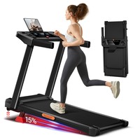 ROBORE SF10 Treadmill with 15% Incline, Electric Treadmill 12KM/H, Foldable Treadmill for home with 3.0 HP Motor and LED Display, Maximum Load 120KG - Black