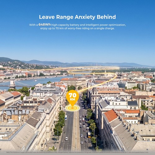 Ausom K20 Elektroroller mit Einzelmotor, 1100 W, 48 V, 13,5 Ah