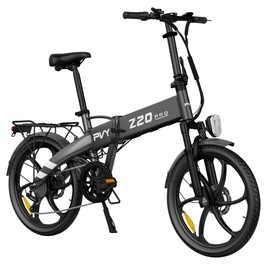 PVY Z20 Pro Vélo électrique pliable, batterie amovible 250 W 36 V 14,5 Ah pneus larges 20 × 2.3 pouces, autonomie max 100 km, cadre aluminium, freins à disque mécaniques, fourche suspendue, Shimano 6 vitesses, écran LCD étanche IPX5 - Gris