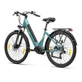 Touroll Urbano 3 elektromos kerékpár, 250W motor, 36V 13Ah akkumulátor, 25 km/h maximális sebesség, 120 km hatótáv, 27,5 hüvelykes gumiabroncsok, hidraulikus tárcsafékek, első teleszkópos villa, Shimano 7 sebesség