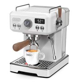 HIBREW H10Plus Machine à Café Espresso, Cafetière Semi-Automatique 20Bar, Chauffage Rapide, Contrôle de Température, Mousseur à Vapeur pour Cappuccino/Latte, Compacte en Acier Inoxydable (Tasse Latte Art Non Incluse)