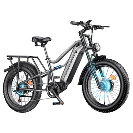 HIKNIGHT H6 PRO Elektrofahrrad, 4000W Doppelmotor, 52V 20Ah Akku, 145 km Reichweite, 64 km/h Höchstgeschwindigkeit, 200 N·m Drehmoment, Doppelbrücken-Federgabel, Hinterer Luftstoßdämpfer, Shimano 7-Gang, All-Terrain Fat Tires - Grau