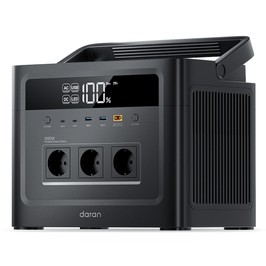DaranEner Cubus1000 Max Tragbare Powerstation, 1152Wh LiFePO4-Batterie, 1000W reiner Sinuswellen-Ausgang, 2000W Spitzenleistung, 300W Solar-Eingang, 100W USB-C PD, XT60-Ausgang, MPPT, BMS, UPS, 3500+ Zyklen