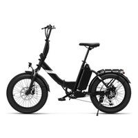Touroll S3 Step-Thru elektromos kerékpár, 250 W-os motor, 36 V-os 13 Ah-s akkumulátor, 20"×3,0"-os gumiabroncsok, 25 km/h maximális sebesség, 65 km-es hatótávolság, dupla tárcsafék és elektromos fék, első felfüggesztés, Shimano 7 sebességes váltó, 12
