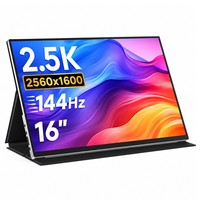 ALLIWAVA P16 Pro hordozható monitor, 16 hüvelykes 2.5K QHD+ 2560 × 1600 IPS kijelző, 144 Hz-es frissítési gyakoriság, 100% sRGB, 400 nites fényerő, 170° széles betekintési szög, AMD FreeSync, dupla USB-C és mini HDMI csatlakozó, laptophoz/MacBookhoz/