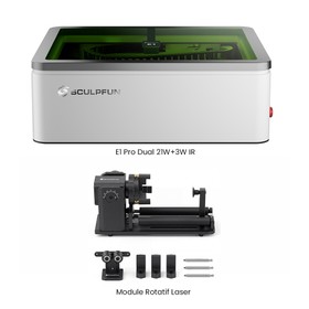 SCULPFUN E1 Pro Dual 21W+3W IR Graveur laser + Module Rotatif Laser