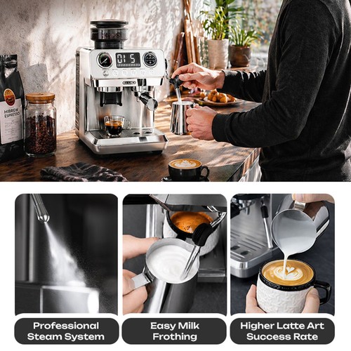 HiBREW H7 Lite Halbautomatische Kaffeemaschine mit Mahlwerk