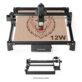 Mecpow X3S 12W Laser Engraver with G3 Pro Rotary Roller