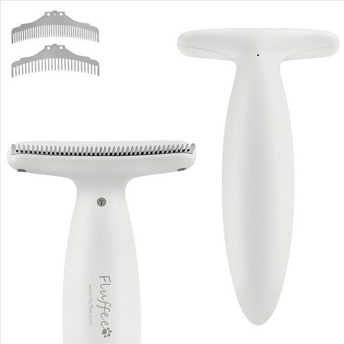 Fluffee kam för djurhår med utbytbara kammar på 0,8 mm / 1,0 mm / 1,5 mm - vit