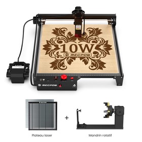 Mecpow X3 Pro 10W Graveur laser avec plateau laser et mandrin rotatif