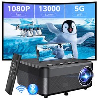 Felújított SUREWHEEL SW10 Projektor, Natív 1080P, 13000 Lumen, 180 hüvelykes Max. Vetítési Méret, 5G WiFi és Bluetooth, Zoom Funkció, 4 Pontos Trapézkorrekció