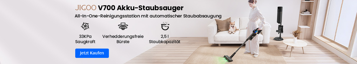 JIGOO V700 Kabelloser Staubsauger mit 2,5l Saugstation