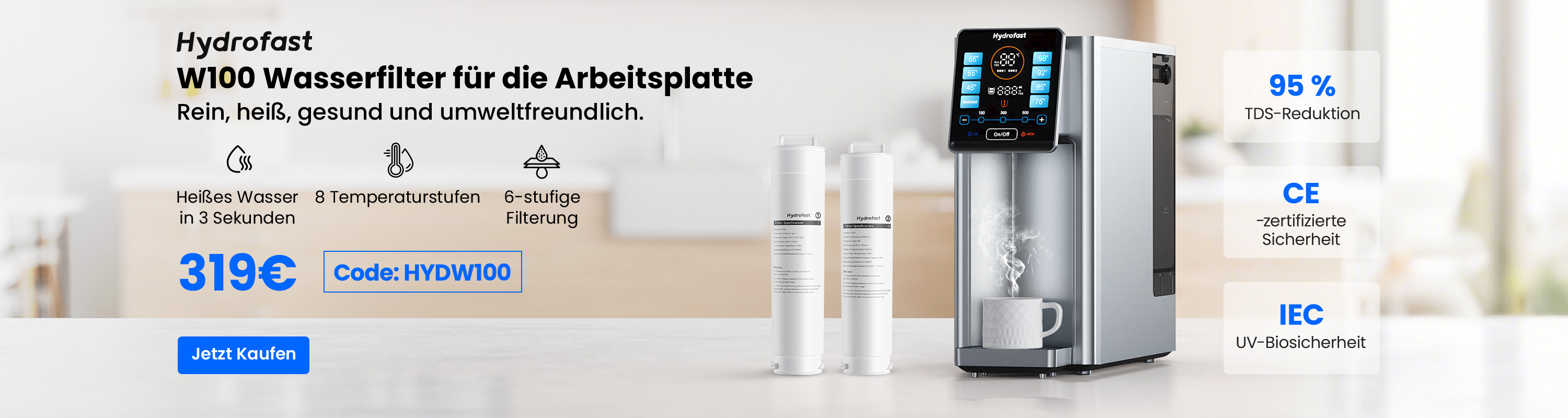 Hydrofast W100 Wasserfilter für die Arbeitsplatte