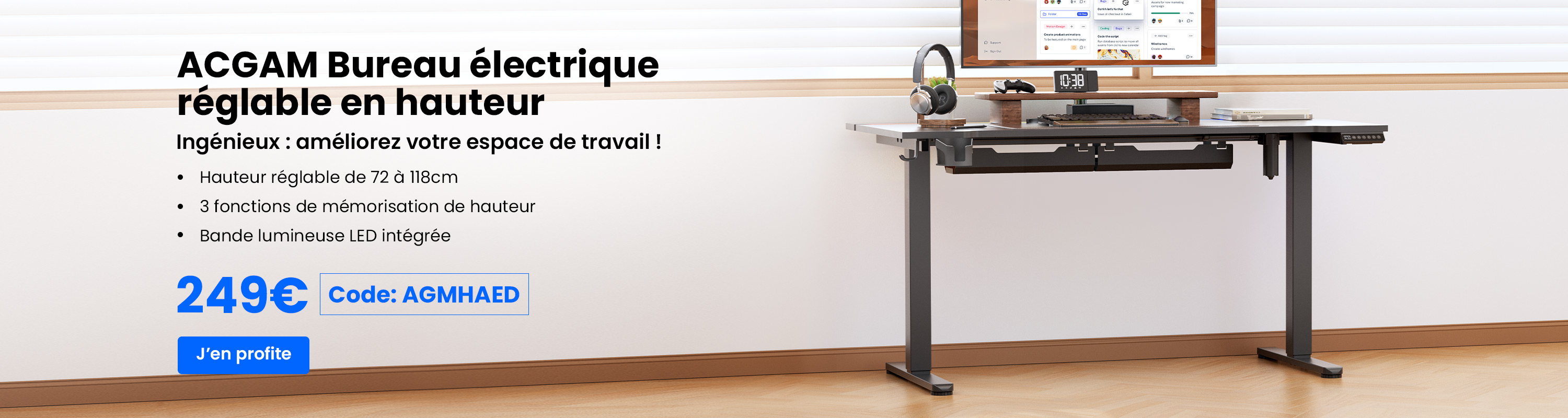 ACGAM Bureau électrique réglable en hauteur
