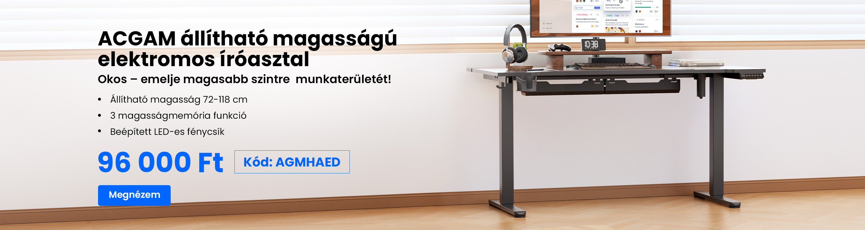 ACGAM állítható magasságú elektromos íróasztal