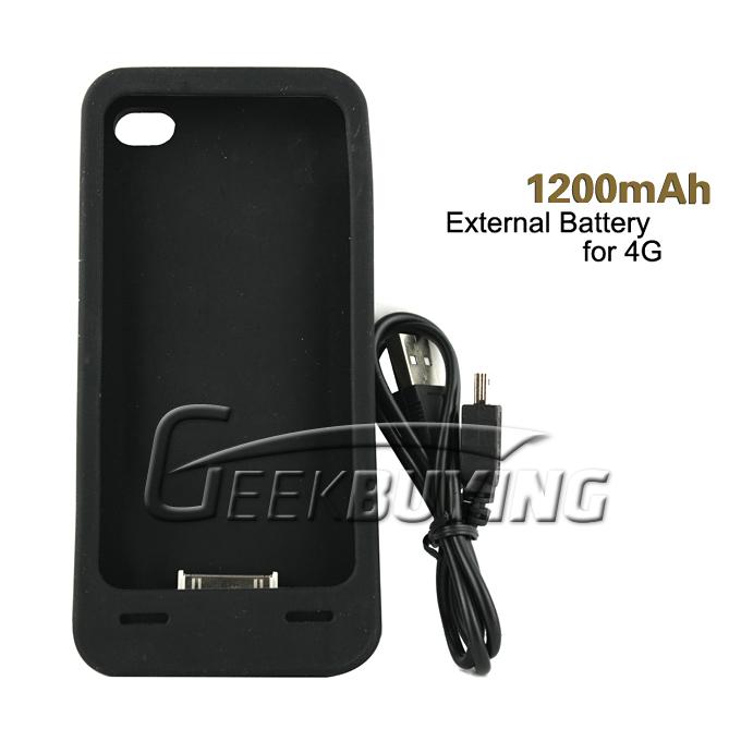1200mAh USB/Solar Charger Battery with Silicone Case for 4S 4