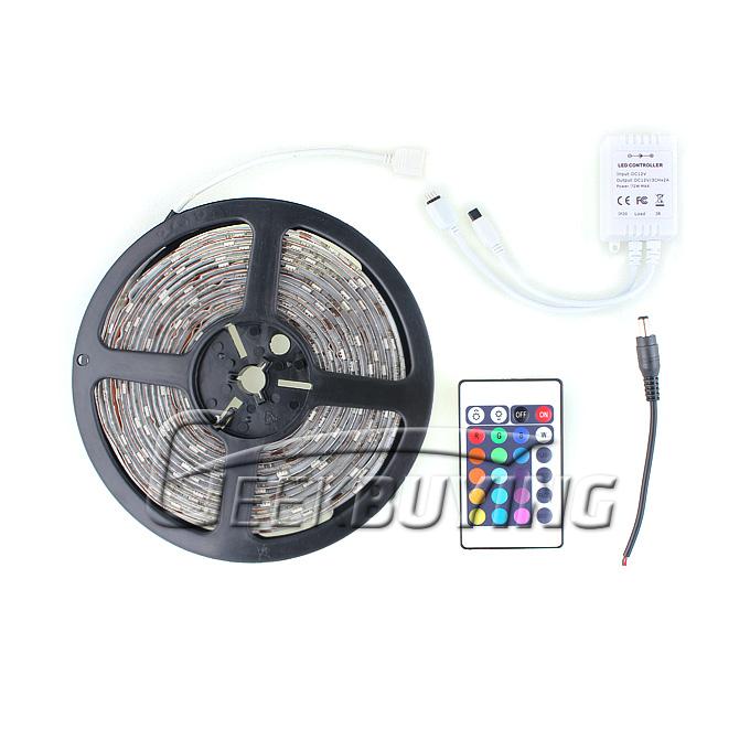 5M 5050 150 SMD RGB Super Bright Waterproof LED Strip Light with IR Remote for Christmas Holiday Decoration