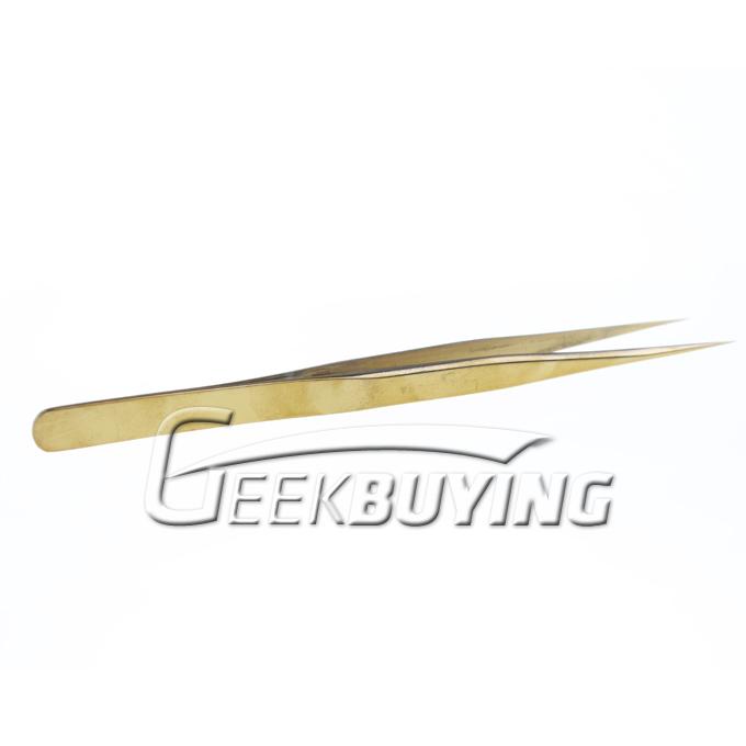 Swiss Pattern Gold-color Anti-static Straight Tweezers