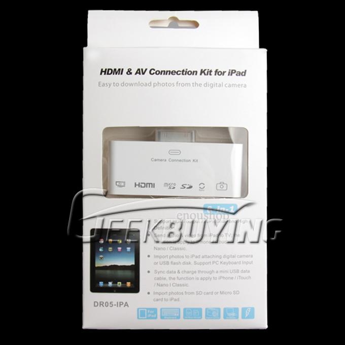 6 in1 HDMI Dock Adapter AV USB Cable Camera Connection Kit for iPad 2 The New iPad iPad 3