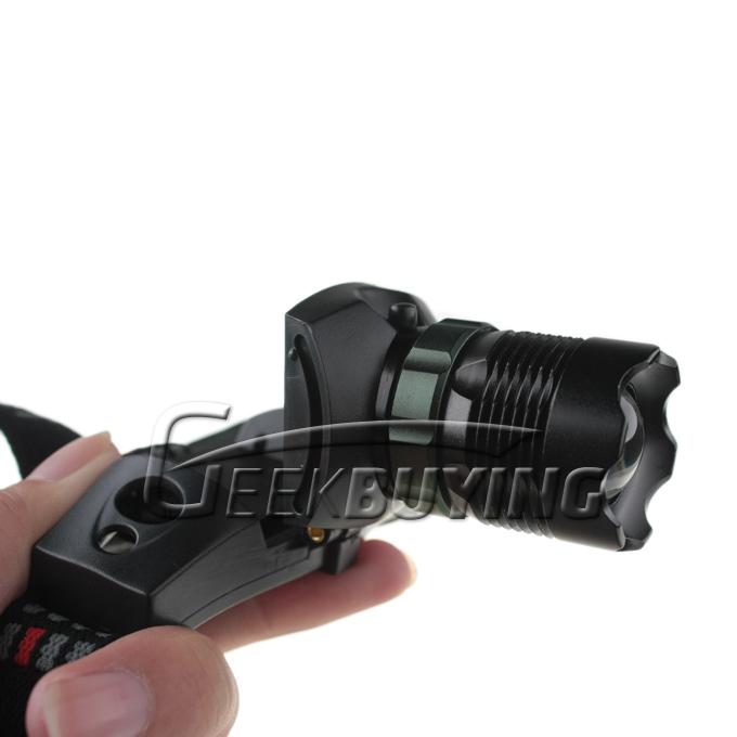 Retractable LED White Light Zoom Headlamp Headlight Black 3 x AAA & 18650 Lithium Battery