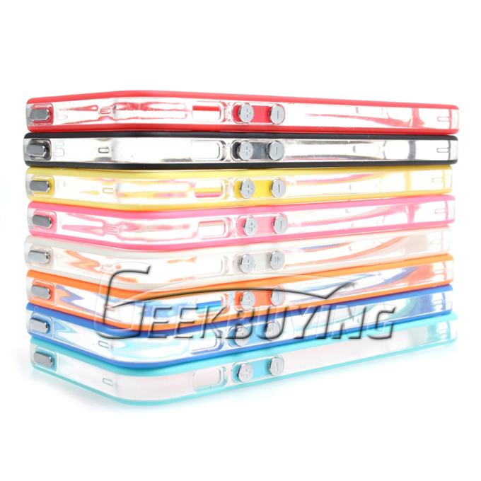**US Stock** Protective Premium Bumper Frame Skin Case Cover with Plastic Side Buttons for iPhone 5