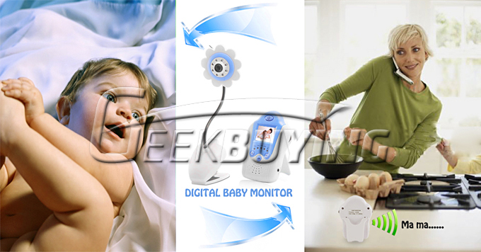 1.5 inch TFT LCD Flower Design Wireless Baby Monitor Camera with Night Vision and AV OUT - Blue