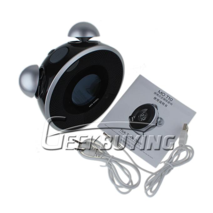 Portable Panda Alarm Clock Speaker for iPhone 4S/iPhone 5 with FM Radio Support Micro SD Card (black)