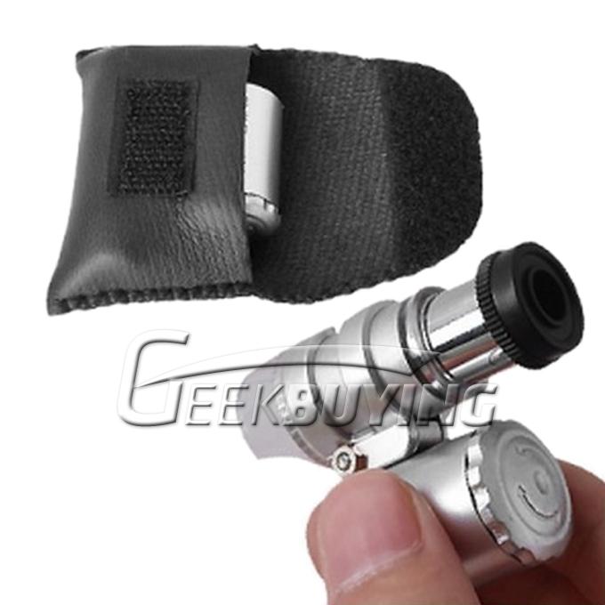 Mini 60X LED Light Jeweler Loupe Magnifier Microscope -----Black&Silver